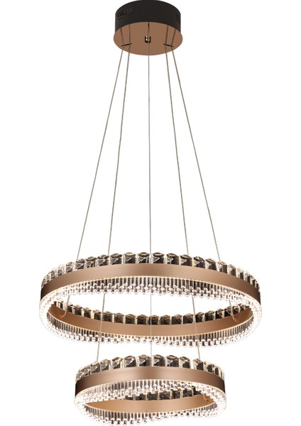 Hazel 2 Katlı Kahve Eskitme Kaplamalı Yuvarlak 300 Watt LED Sarkıt Salon 3 Renk Ledli Modern Tasarım Avize fiyatları