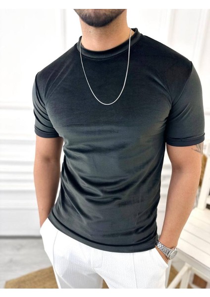 T-Shirt Slim Fit T-Shirt Dar Kesim Kadife T-Shirt modelleri