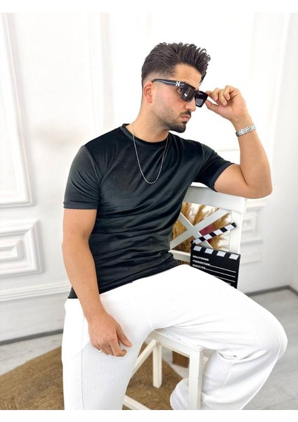 T-Shirt Slim Fit T-Shirt Dar Kesim Kadife T-Shirt fırsatları