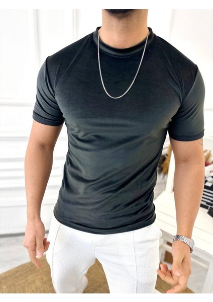 T-Shirt Slim Fit T-Shirt Dar Kesim Kadife T-Shirt indirimleri