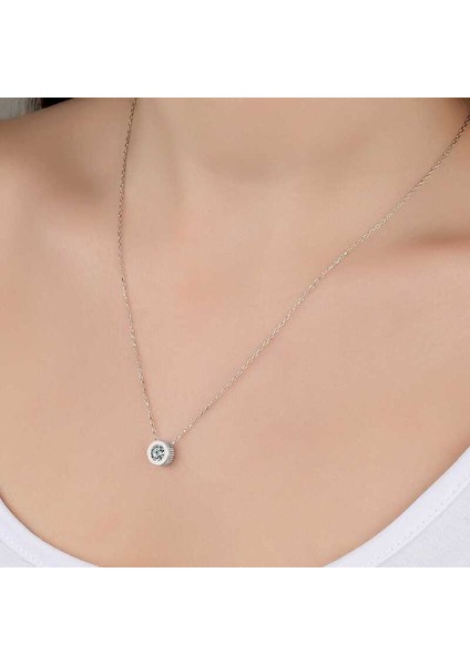 Swarovski Taşlı Gümüş Çember Tektaş Bayan Kolye fiyatları