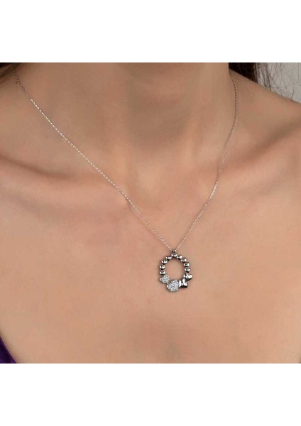 Swarovski Taşlı Gümüş Çember Kalp Bayan Kolye fiyatları