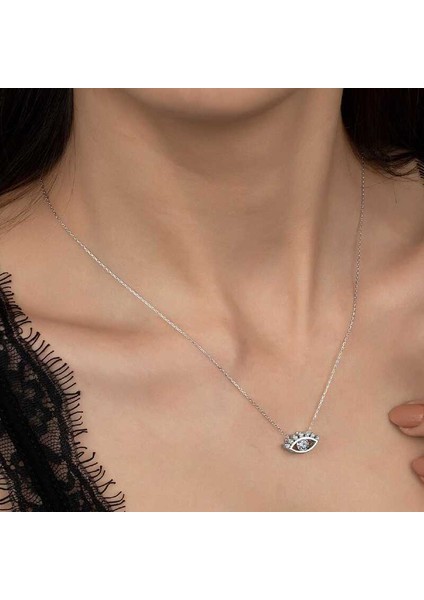 Swarovski Taşlı Gümüş Göz Tektaş Bayan Kolye fiyatları