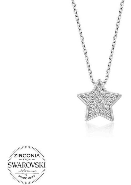 Swarovski Taşlı Gümüş Yıldız Bayan Kolye