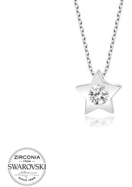 Swarovski Taşlı Gümüş Yıldız Bayan Kolye