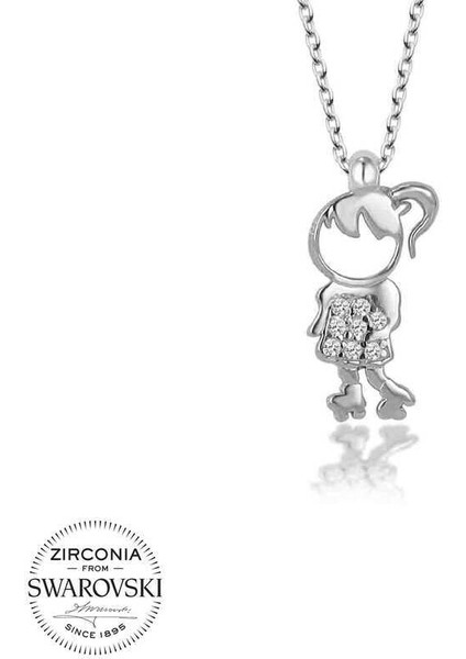 Swarovski Taşlı Gümüş Çocuk Bayan Kolye