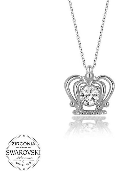 Swarovski Taşlı Gümüş Melek Bayan Kolye