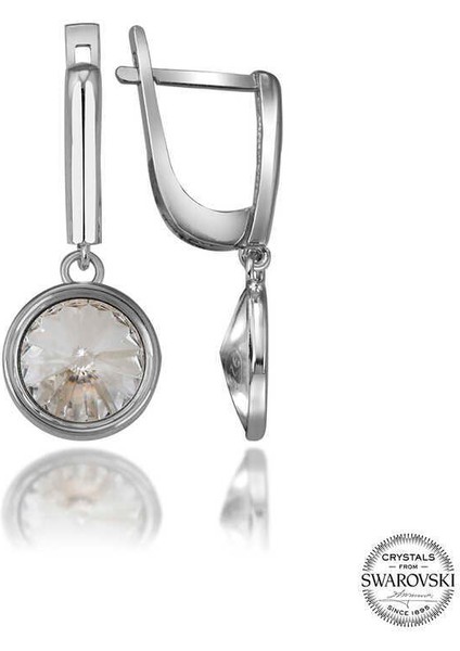 Swarovski Crystal Taşlı Gümüş Beyaz Sallantılı Kadın Küpe