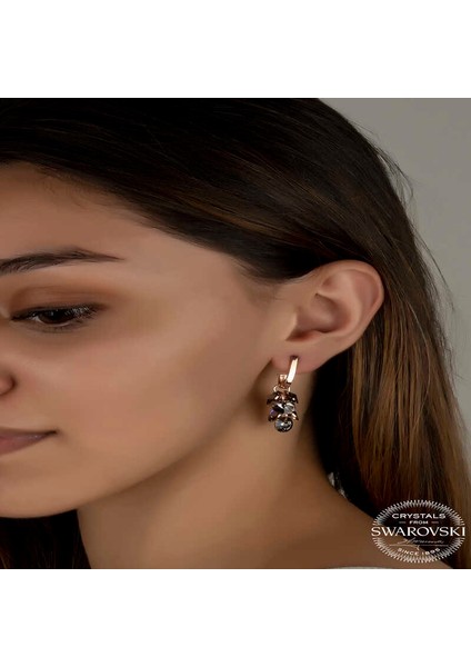 Swarovski Crystal Taşlı Gümüş Salkım Sallantılı Çivili Kadın Küpe fiyatları