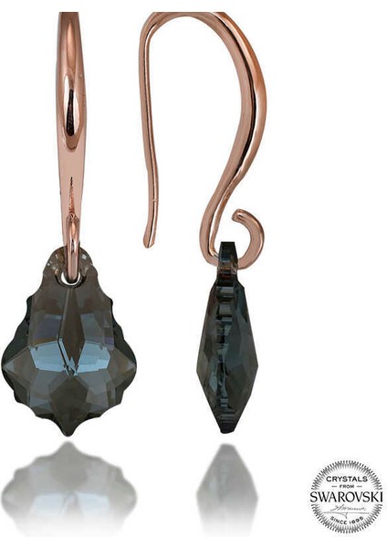 Swarovski Crystal Taşlı Gümüş Yeşil Taşlı Damla Sallantılı Kadın Küpe