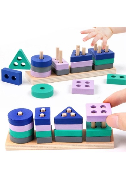 Çocuklar Için Ahşap Eğitici Oyuncaklar Shapecolor Tanıma Sıralama Okul Öncesi Istifleme Çocuklar Için Geometrik Ahşap Yapı Taşları (Yurt Dışından)