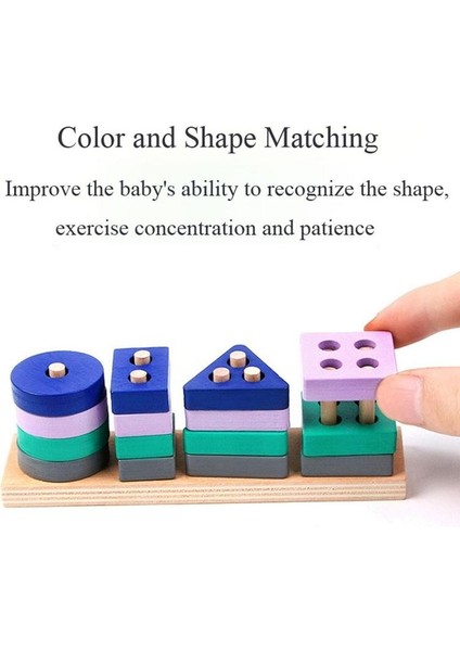 Çocuklar Için Ahşap Eğitici Oyuncaklar Shapecolor Tanıma Sıralama Okul Öncesi Istifleme Çocuklar Için Geometrik Ahşap Yapı Taşları (Yurt Dışından)