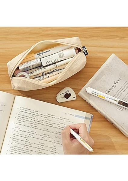 Kalem Kutusu Öğrenci Kalem Kılıfı Madeni Para Kılıfı Kozmetik Çantası Ofis Kırtasiye Organizatörü Gençler Için-Haki (Yurt Dışından) indirimleri