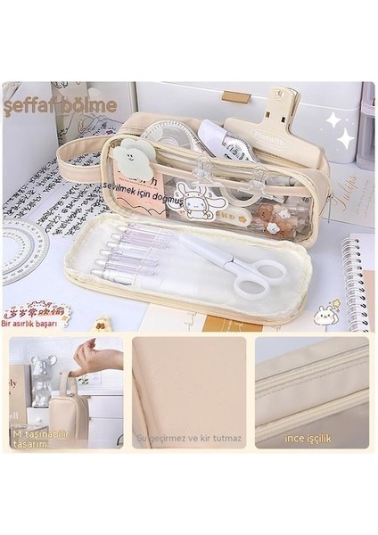 Hss Süt Tuzu Çift Katmanlı Şeffaf Kalem Çantası Ins Japon Büyük Kapasiteli Ortaokul Öğrencileri Yüksek Değerli Depolama Kalem Kırtasiye Kutusu -Kahve (Yurt Dışından) modelleri