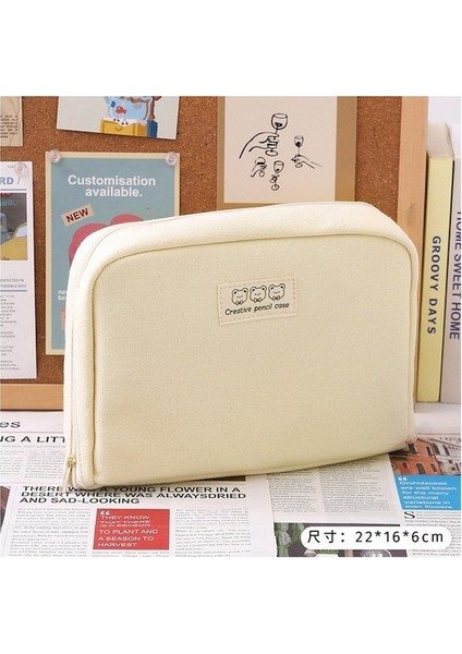 Hss Travel Büyük Kapasiteli Öğrenci Kalem Kutusu Sınıflandırma Depolama Yüksek Değerli Kozmetik Çantası Bölmesi Saklama Çantası Saklama Çantası -Bej (Yurt Dışından)