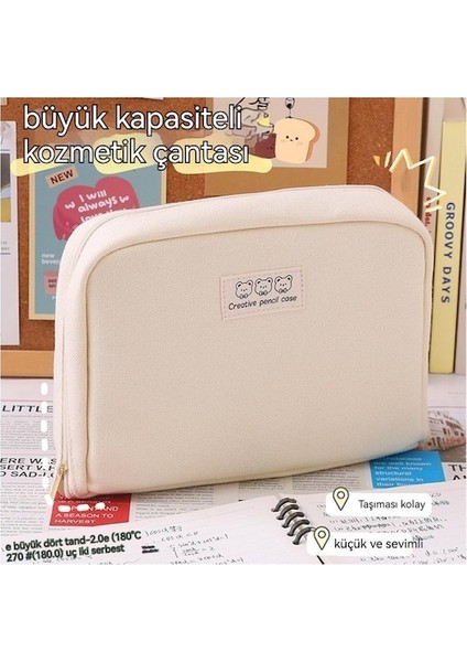 Hss Travel Büyük Kapasiteli Öğrenci Kalem Kutusu Sınıflandırma Depolama Yüksek Değerli Kozmetik Çantası Bölmesi Saklama Çantası Saklama Çantası -Bej (Yurt Dışından) indirimleri