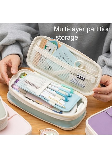 Angoo Macaron Çift Katmanlı Geri Çekilebilir Büyük Kapasiteli Kalem Kutusu Kırtasiye Kutusu Koyu Mavi (Yurt Dışından) fırsatları