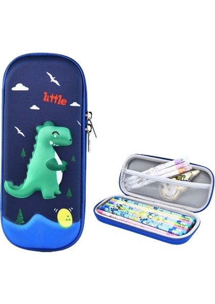 Afif Çocuk Çizgi Film Sevimli Kalem Çantası-Yeşil Dinozor (Yurt Dışından)