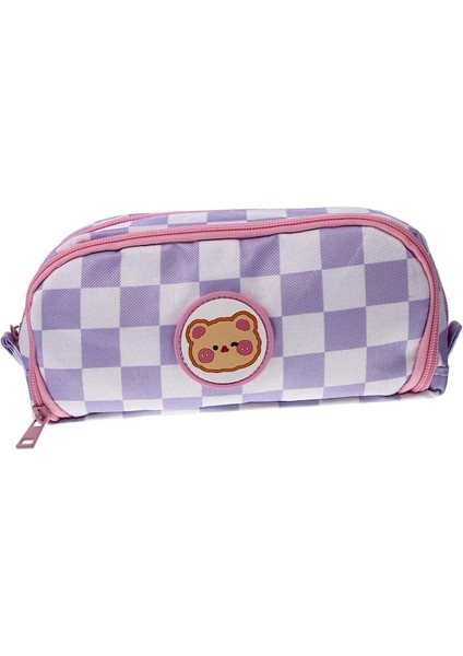 Heamor Dama Tahtası Kalem Kutusu Japon Kalem Kutusu Çocuk Polyester - Mor (Yurt Dışından)