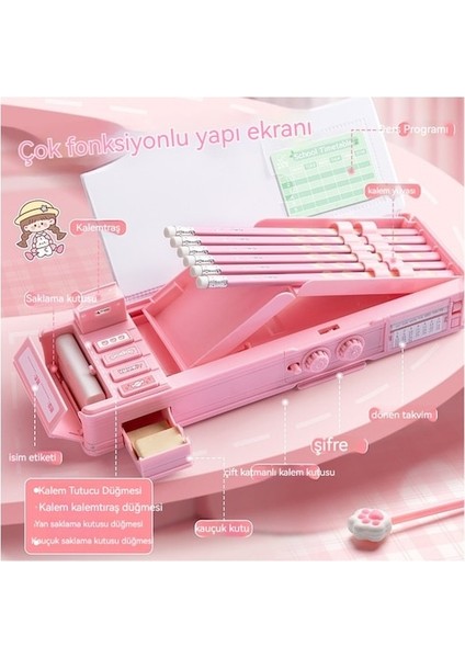 Hss Çok Fonksiyonlu Kırtasiye Kutusu Kod Kilitli Kalem Kutusu Çift Katmanlı Büyük Kapasiteli Mekanizmalı Kalem Kutusu -Mavi (Yurt Dışından) indirimleri