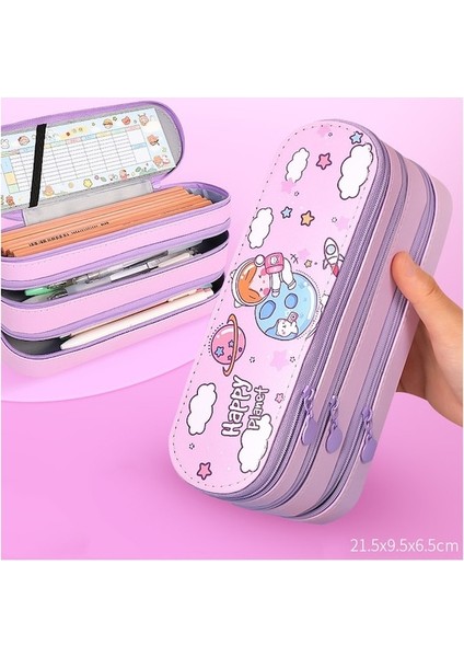 Ww Büyük Kapasiteli Taşınabilir Üç Katmanlı Kalem Çantası-Mavi (Yurt Dışından) fiyatları