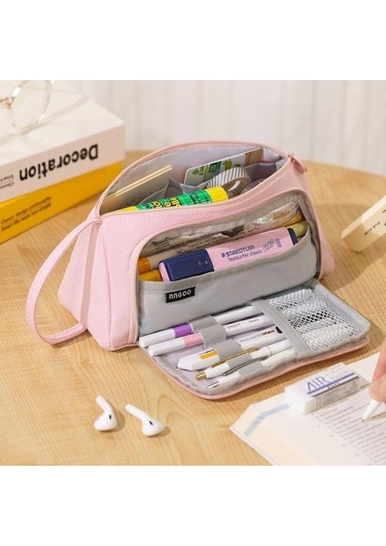 Kalem Kutusu Elde Taşınabilir Kalem Kılıfı Çok Yuvalı Kalem Çantası Genç Öğrenci Için Kırtasiye Deposu-Pembe (Yurt Dışından) fiyatları