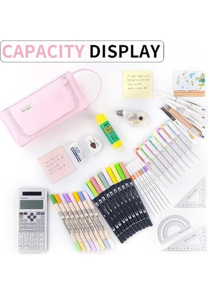 Kalem Kutusu Elde Taşınabilir Kalem Kılıfı Çok Yuvalı Kalem Çantası Genç Öğrenci Için Kırtasiye Deposu-Pembe (Yurt Dışından) modelleri