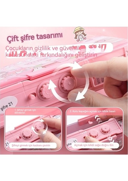 Hss Çok Fonksiyonlu Kırtasiye Kutusu Kod Kilitli Kalem Kutusu Çift Katmanlı Büyük Kapasiteli Mekanizmalı Kalem Kutusu -Siyah (Yurt Dışından) fırsatları