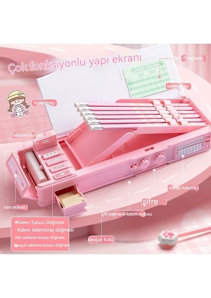 Hss Çok Fonksiyonlu Kırtasiye Kutusu Kod Kilitli Kalem Kutusu Çift Katmanlı Büyük Kapasiteli Mekanizmalı Kalem Kutusu -Siyah (Yurt Dışından) indirimleri