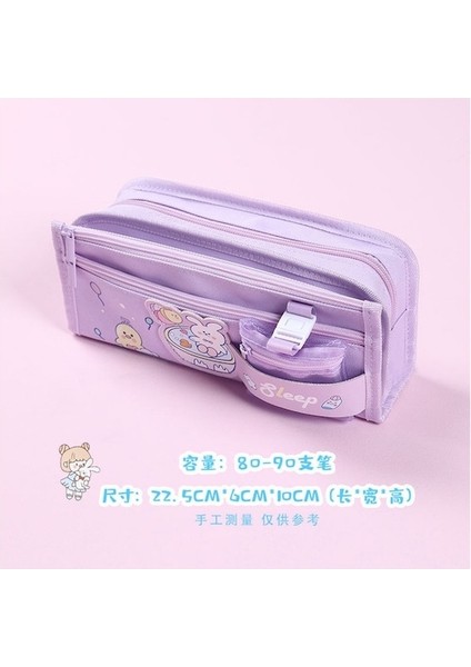 Hss Kırtasiye Kozmetik Çantası Kalemlik Öğrenci Büyük Kapasiteli Kırtasiye Kutusu-Mor (Yurt Dışından)