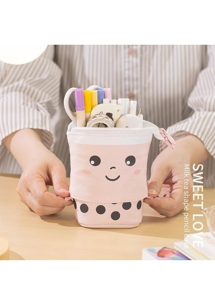 Sevimli Kalem Kutusu Ayaklı Kalemlik Teleskopik Kalem Kılıfı Kırtasiye Ofis Düzenleyici Çanta-Pembe (Yurt Dışından) indirimleri