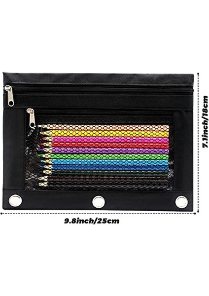 Kalem Kılıfı 3 Halkalı Cilt Kılıfı Fermuarlı Kalem Kutusu 2 Bölmeli Kanvas Kalem Çantası 2'li Set (Yurt Dışından) fiyatları