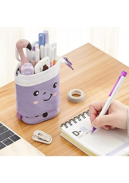Sevimli Kalem Kutusu Ayaklı Kalemlik Teleskopik Kalem Kılıfı Kırtasiye Ofis Düzenleyici Çanta-Mor (Yurt Dışından) modelleri
