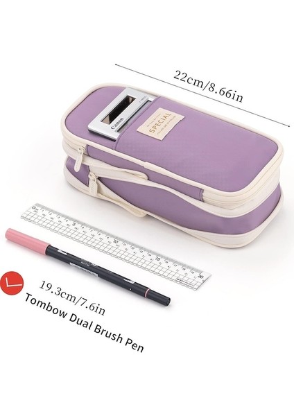 Büyük Kapasiteli Kalem Kutusu Büyük Kalem Kılıfı Kırtasiye Kalem Çantası-Mor (Yurt Dışından) fiyatları