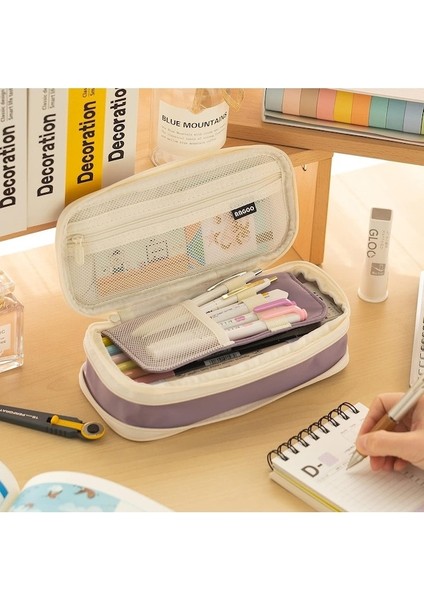 Büyük Kapasiteli Kalem Kutusu Büyük Kalem Kılıfı Kırtasiye Kalem Çantası-Mor (Yurt Dışından) fırsatları