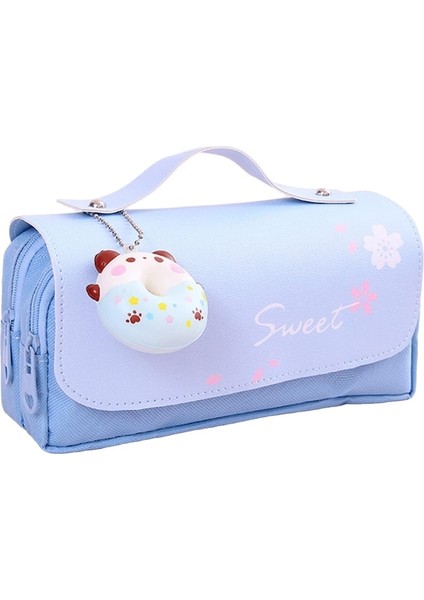 Heamor Kawaii Kalem Kutusu Kese Kutusu Stres Giderici Sevimli Anime Donut Sünger Kolye Estetik Karikatür Kırtasiye Organizatör Tutucu Çanta Okul Malzemeleri Japon Tarzı Mor A - Mavi B (Yurt Dışından)