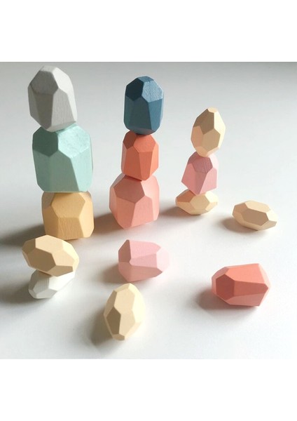 Montessori Ahşap Yapı Taşı Renkli Taş Yaratıcı Eğitici Oyuncaklar Iskandinav Tarzı Istifleme Oyunu Gökkuşağı Ahşap Taş (Yurt Dışından)