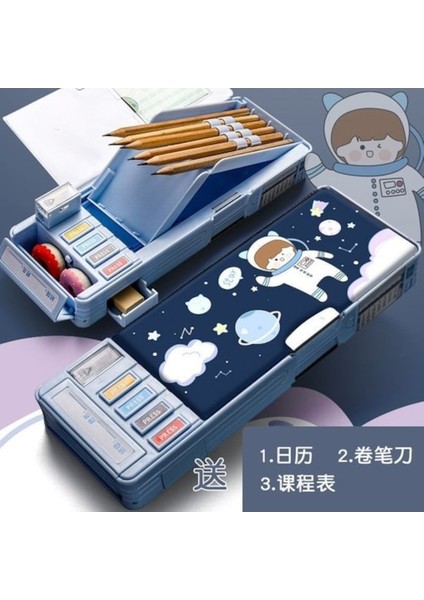 Çok Fonksiyonlu Otomatik Kalem Kutusu Karikatür Kırtasiye Kutusu (Yurt Dışından)