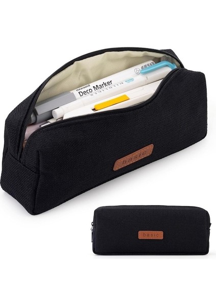 Kalem Kutusu Öğrenci Kalem Kılıfı Madeni Para Kılıfı Kozmetik Çantası Ofis Kırtasiye Organizatörü Gençler Için-Siyah (Yurt Dışından)