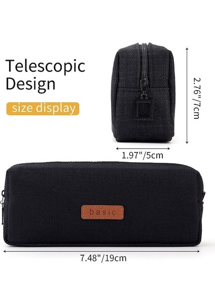 Kalem Kutusu Öğrenci Kalem Kılıfı Madeni Para Kılıfı Kozmetik Çantası Ofis Kırtasiye Organizatörü Gençler Için-Siyah (Yurt Dışından) modelleri