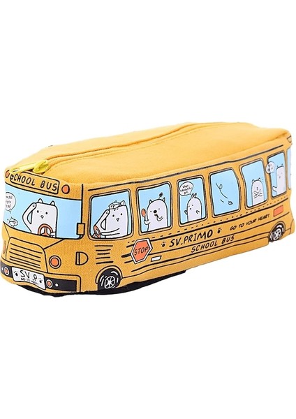 Heamor Kawaii Okul Otobüsü Kalem Kutusu Kutusu Sevimli Anime Hayvan Estetik Çizgi Film Kırtasiye Düzenleyici Çanta Japon Koreli Kırmızı - Sarı (Yurt Dışından)