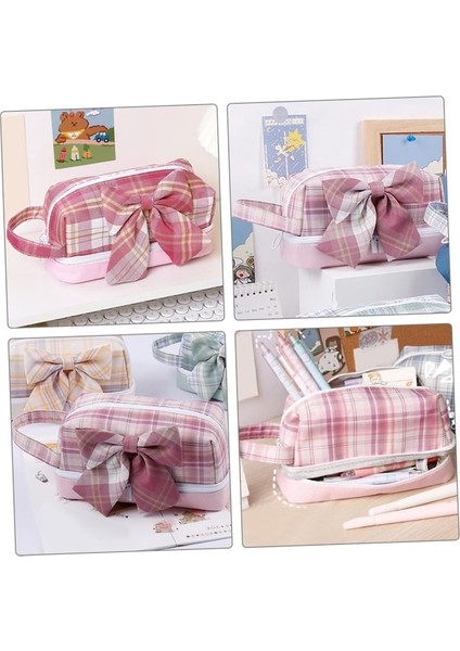 Heamor Kolej Tarzı Büyük Kapasiteli Yaylı Kalem Kutusu Kalem Çantası Kalem Saklama Çantası Ev Kalemlik Kalem Taşıma Çantaları Sevimli Kalem Taşıyıcı Kız Öğrenci Tuval Iyi Görünümlü (Yurt Dışından) indirimleri