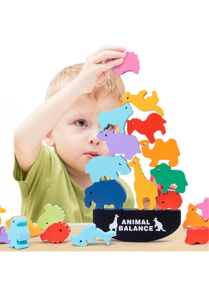 Çocuk Montessori Ahşap Hayvan Denge Blokları Tahta Oyunları Oyuncak Dinozor Eğitici Istifleme Yüksek Yapı Taşı Ahşap Oyuncak Erkek (Yurt Dışından)