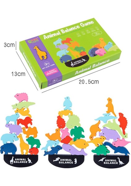 Çocuk Montessori Ahşap Hayvan Denge Blokları Tahta Oyunları Oyuncak Dinozor Eğitici Istifleme Yüksek Yapı Taşı Ahşap Oyuncak Erkek (Yurt Dışından)