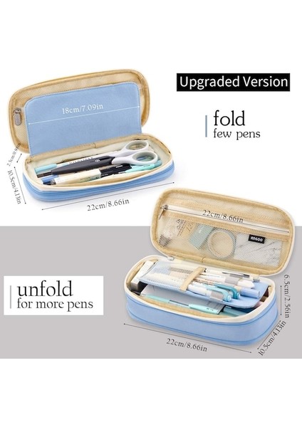 Büyük Kapasiteli Kalem Kutusu Büyük Depolama Kapasiteli Kalem Çantası Kılıfı Tutucu Çanta Organizatör-Açık Mavi (Yurt Dışından) fırsatları