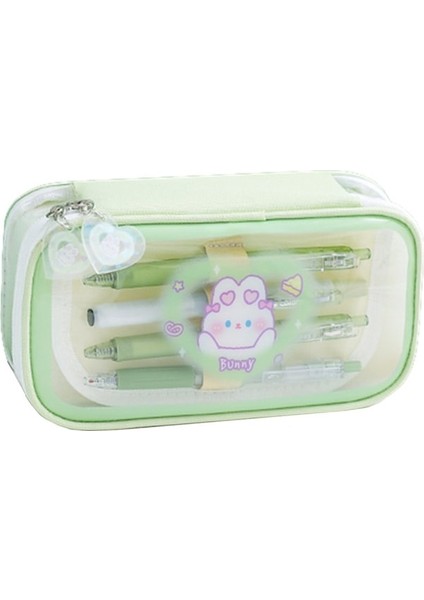 Ww Büyük Kapasiteli Öğrenci Şeffaf Kalem Kutusu-Yeşil (Yurt Dışından)