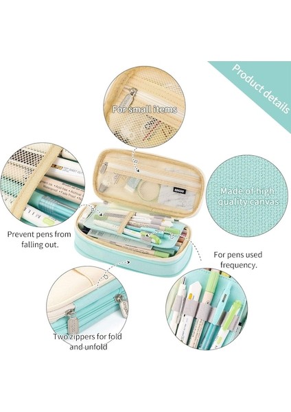 Büyük Kapasiteli Kalem Kutusu Büyük Depolama Kapasiteli Kalem Çantası Kılıfı Tutucu Çanta Organizatör-Yeşil (Yurt Dışından) fiyatları