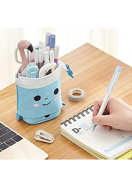 Sevimli Kalem Kutusu Ayaklı Kalemlik Teleskopik Kalem Kılıfı Kırtasiye Ofis Düzenleyici Çanta-Mavi (Yurt Dışından) fırsatları