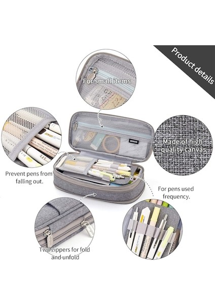 Büyük Kapasiteli Kalem Kutusu Büyük Depolama Kapasiteli Kalem Çantası Kılıfı Tutucu Çanta Organizatör-Gri (Yurt Dışından) fiyatları