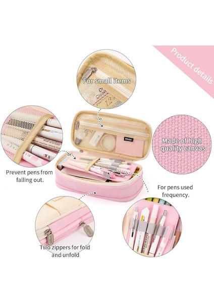 Büyük Kapasiteli Kalem Kutusu Büyük Depolama Kapasiteli Kalem Çantası Kılıfı Tutucu Çanta Organizatör-Pembe (Yurt Dışından) fırsatları